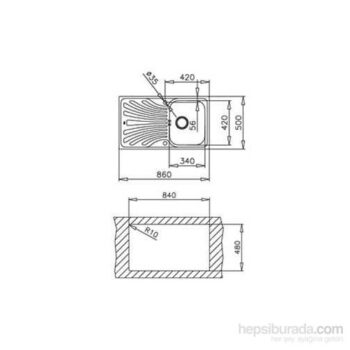 Teka Nerissa 50 Mikro Dekorlu Tezgah Üstü Mutfak Evyesi Sağ Damlalıklı - Görsel 2