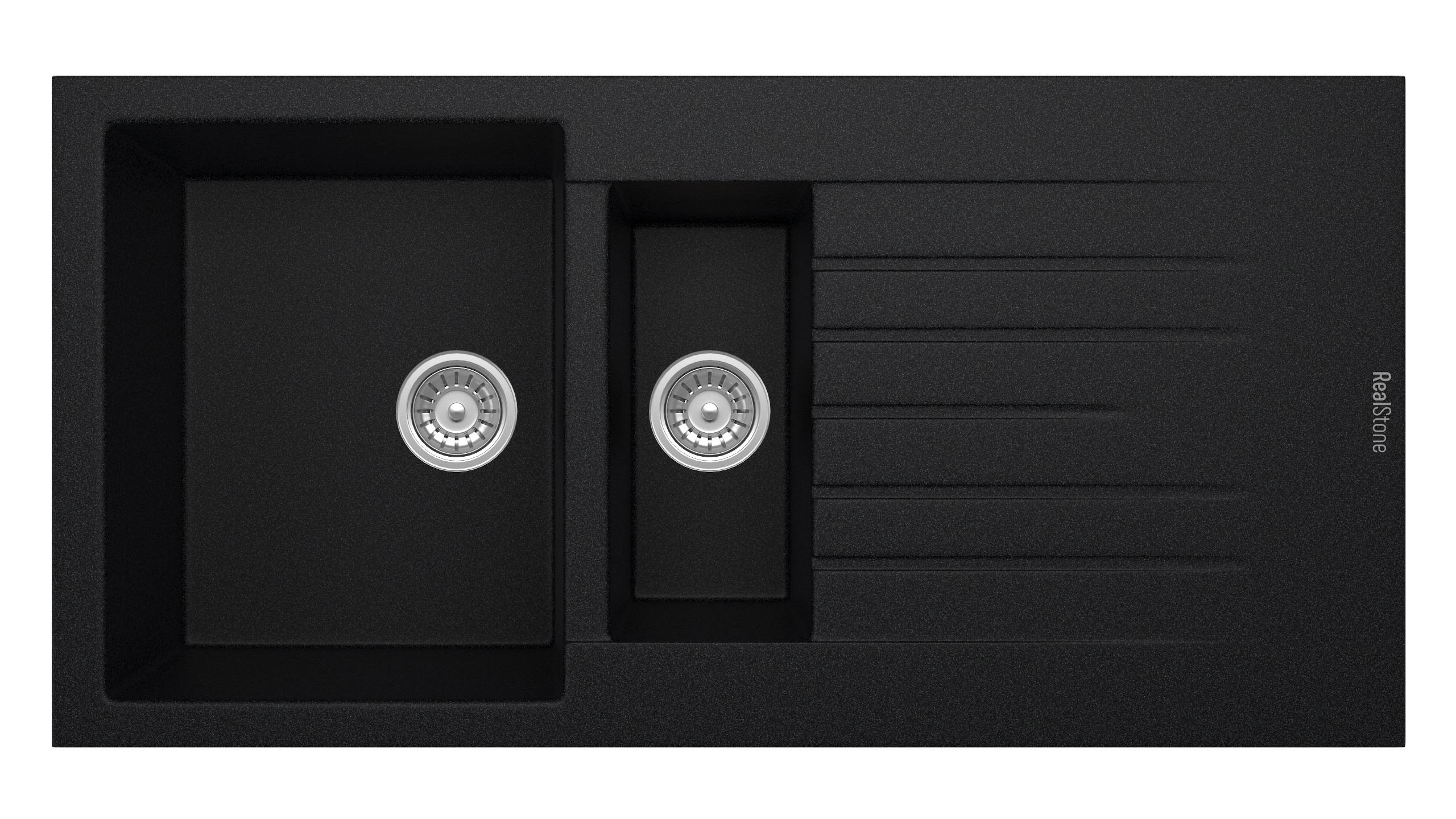 Real Stone P005 Troya 100 Siyah Granit Mutfak Eviyesi 100×50