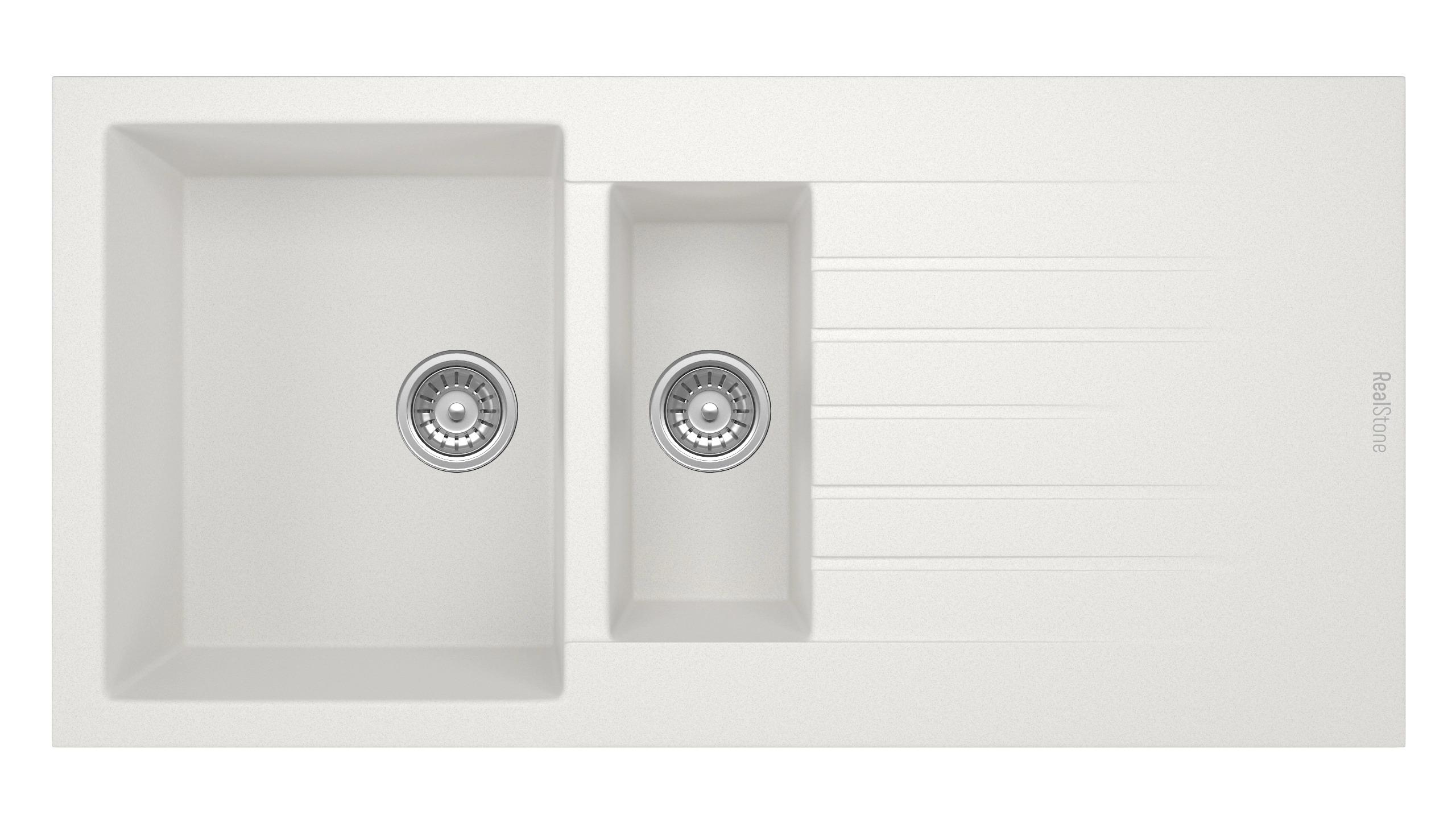 Real Stone P005 Troya 100 Beyaz Granit Mutfak Eviyesi 100×50