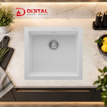 Real Stone K005 Gordion 52 Beyaz Granit Eviye Tezgah Altı 45x40 Cm