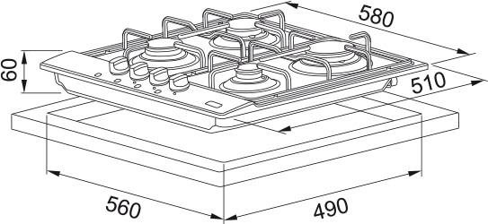 Franke FHNL 604 4G X E Inox Ankastre Ocak