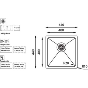 Ukınox Me 400 T.Alt Çizgisiz Mutfak Eviyesi - Görsel 2