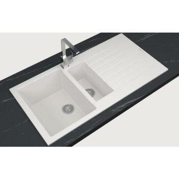 Real Stone Troya 100 Granit Eviye P005 Beyaz Tezgah Üstü 100x50 Cm - Görsel 2