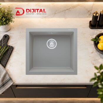 Real Stone K005 Gordion 52 Gri Granit Mutfak Eviyesi 52x47 cm