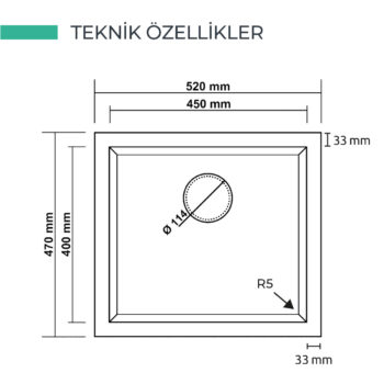 Real Stone K005 Gordion 52 Cappucino Granit Eviye Tezgah Altı 45x40 Cm - Görsel 3