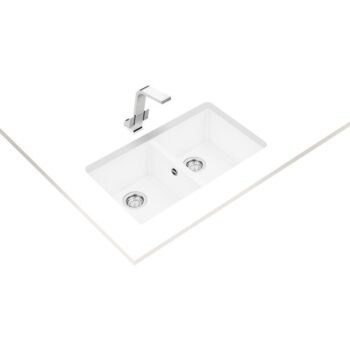 Teka Square 760 TG Çift Hazneli Tezgahaltı Beyaz Tegranite Eviye - Görsel 2