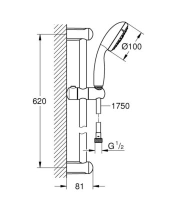 Grohe Tempesta 100 Duş Seti 3 Fonksiyonlu Krom - 27644001 - Görsel 2