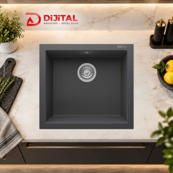 Real Stone K005 Gordion 52 Antrasit Granit Eviye Tezgah Altı 45x40 Cm