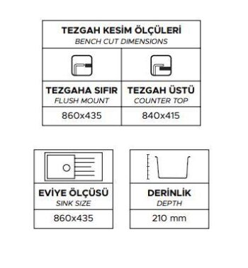 Real Stone P011 ASSOS 86 XL Beyaz Granit Evye 86x43.5 Cm Tezgah Üstü - Görsel 3
