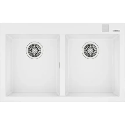 Teka Forsquare 790 TG Çift Hazneli Beyaz Tegranite Mutfak Eviyesi