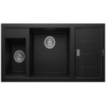 Real Stone P022 Aspendos 1,5 Gözlü Siyah Granit Mutfak Eviyesi 100x50