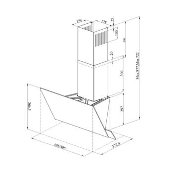 GL General GLD 016S Opal 60 cm Siyah Cam Davlumbaz - Görsel 2