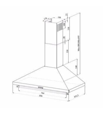 GL General GLD 039RS Rustıc 90 cm Siyah Rustik Davlumbaz - Görsel 2