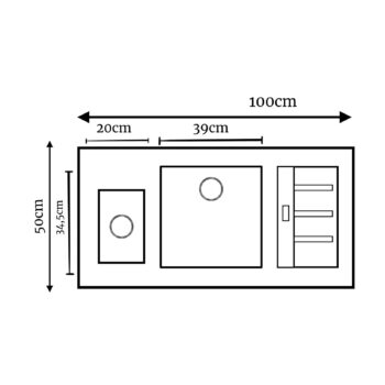 Real Stone P022 Aspendos 1,5 Gözlü Gri Granit Mutfak Eviyesi 100x50 - Görsel 2