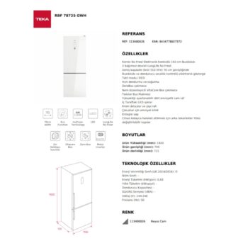Teka RBF 78725 GWH EU No Frost Beyaz Solo Buzdolabı - Görsel 6