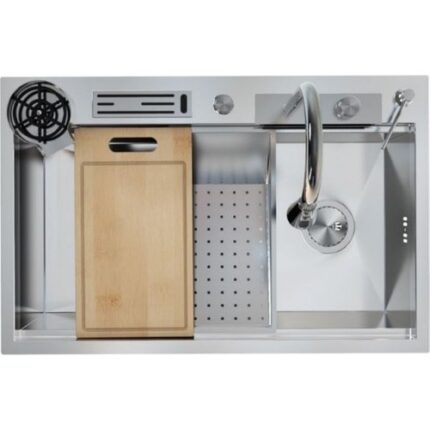 Ukinox Akıllı Eviye NG 810 Polisajlı Tezgah Üstü - Tezgaha Sıfır Eviye Seti