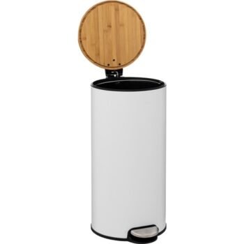 5five Simply Smart Bambu 30 Lt Metal Beyaz Çöp Kovası - Görsel 2