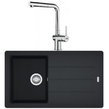 Franke Basis BFG 611-86 Nero Granit Evye-Active Plus Doccia 2.0 Krom Batarya Seti