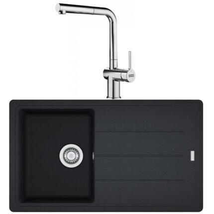 Franke Basis BFG 611-86 Nero Granit Evye-Active Plus Doccia 2.0 Krom Batarya Seti