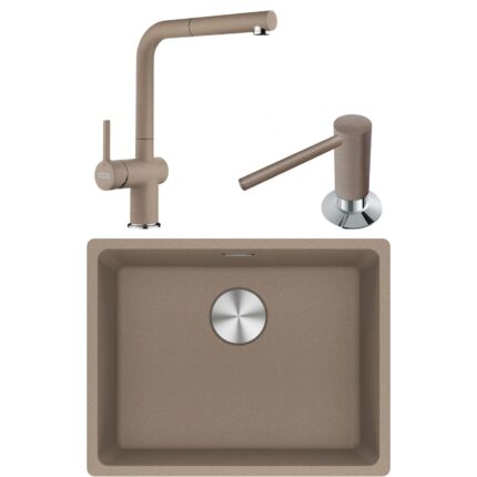 Franke Maris MRG 110-52 Granit Eviye-Active Plus 2.0 Armatür-Sıvı Sabunluk Üçlü Set Oyster