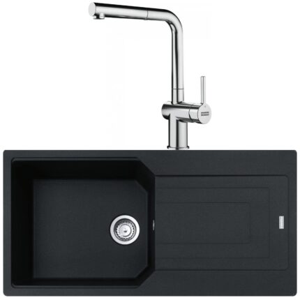 Franke Urban UBG 611-100 Nero Granit Eviye-Active Plus Doccia 2.0 Krom Batarya Seti