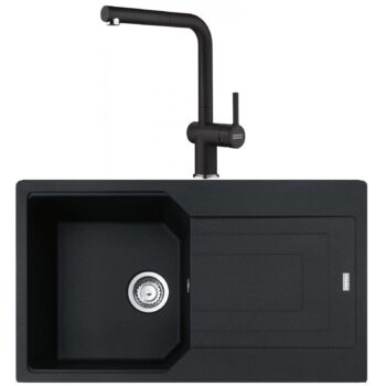 Franke Urban UBG 611-86 Nero Granit Eviye-Active Plus Doccia 2.0 Nero Batarya Seti
