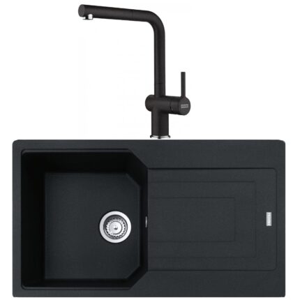 Franke Urban UBG 611-86 Nero Granit Eviye-Active Plus Doccia 2.0 Nero Batarya Seti