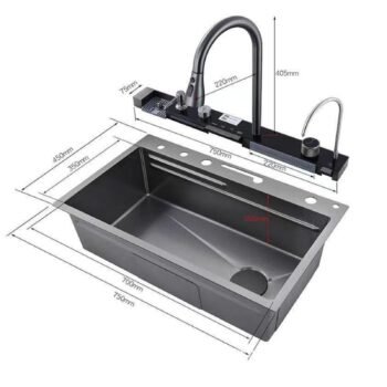 GL General GLPR 7546 Dijital Premium Silver Inox Akıllı Şelale Eviye - Görsel 4