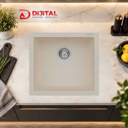 Real Stone K005 Gordion 52 Krem Granit Eviye Tezgah Altı 45x40 Cm