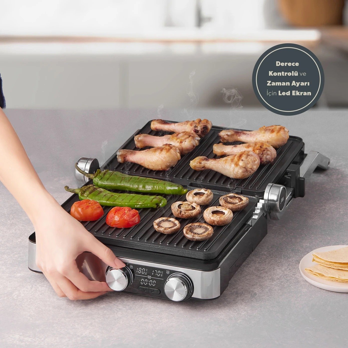 Homend Grilliant 1340H Inox Tost ve Izgara Makinesi