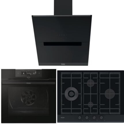 Haier Ankastre Siyah Ankastre Set (HAVG5D4HB Ocak -HWO60SM2F3BH Fırın -HADG6DCS56B Davlumbaz)