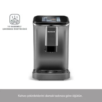 Homend Coffeebreak 5008H Çelik Kahve Öğütücülü, Süt Köpürtücülü, Dokunmatik Ekranlı Full Otomatik Espresso Makinesi - Görsel 2