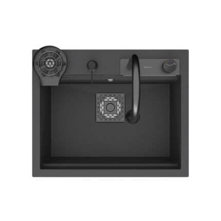 Real Stone Angel Granit Akıllı Eviye Seti Antrasit 60x49 cm