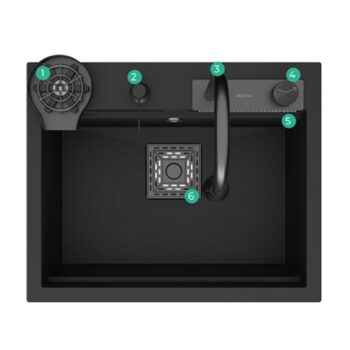 Real Stone Angel Granit Akıllı Eviye Seti Antrasit 60x49 cm - Görsel 3