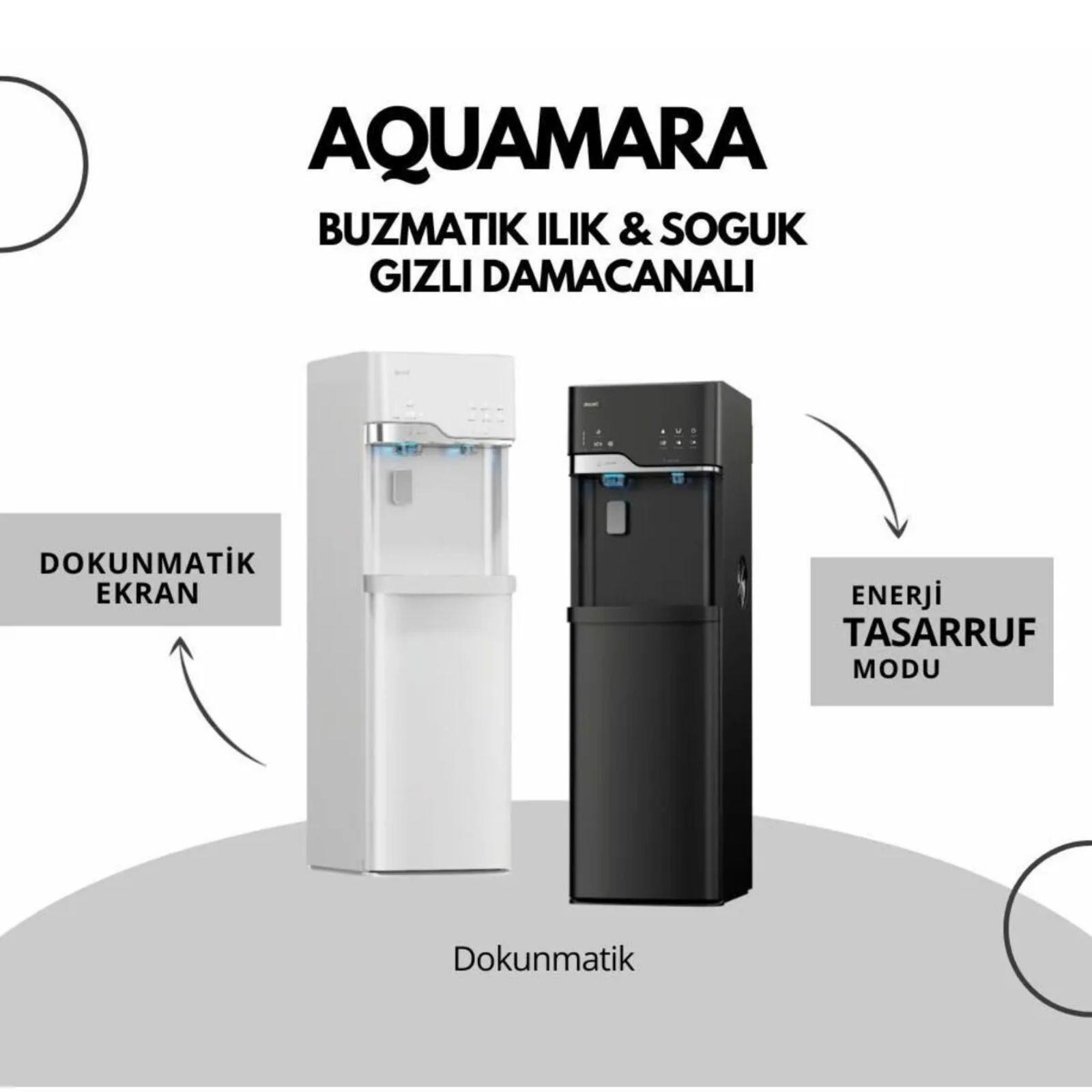 AQUAMARA Buz Makinalı Su Sebili Siyah
