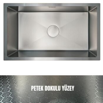 GL General 70X40 Antrasit Petek Dokulu Çelik Mutfak Eviyesi 304 Paslanmaz Çelik 1mm