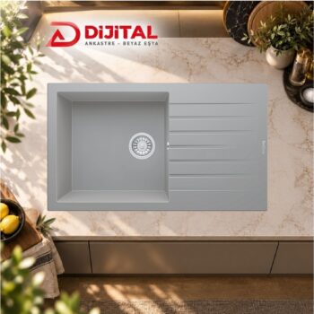 Real P014 LOADİKYA 86 XL Gri Granit Mutfak Eviyesi 86X50 cm