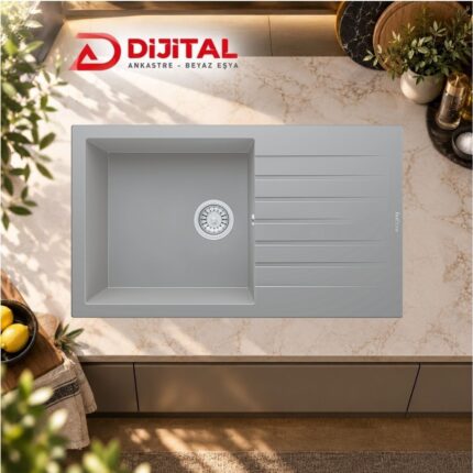 Real P014 LOADİKYA 86 XL Gri Granit Mutfak Eviyesi 86X50 cm
