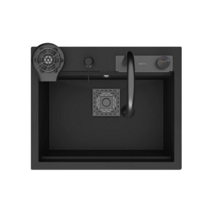 Real Stone Angel Granit Akıllı Eviye Seti Siyah 60x49 cm