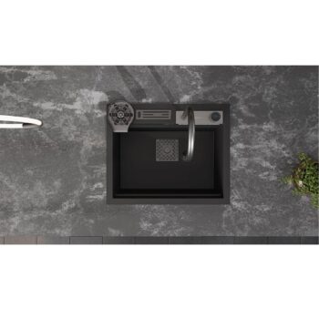 Real Stone Angel Granit Akıllı Eviye Seti Siyah 60x49 cm - Görsel 3