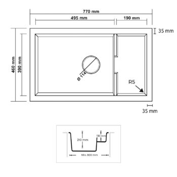 Real Stone P017 Patara Antrasit Granit Mutfak Eviyesi 77x46 - Görsel 2