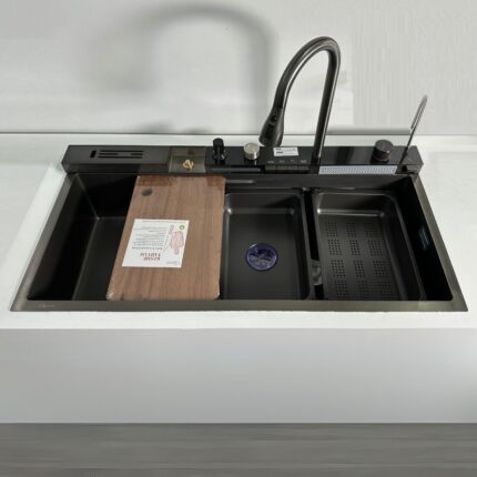 GL General GLPR 10050GUN Premium Maxi Antrasit Akıllı Dijital Şelale Eviye 100x50