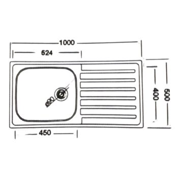 Livinox Dorian 50x100cm Tek Gözlü Desenli Tezgah Üstü Sol Damlalıklı Çelik Mutfak Eviyesi - Görsel 2
