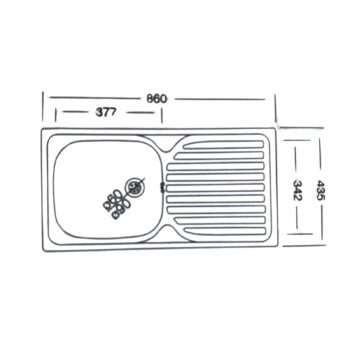 Livinox Dorian86 43,5x86cm Tek Gözlü Desenli Tezgah Üstü Sol Damlalıklı Paslanmaz Çelik Mutfak Eviyesi - Görsel 2
