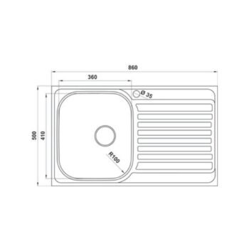 Hafele Capua 04 86x50 cm Sol Damlalıklı Paslanmaz Çelik Mutfak Eviyesi - Görsel 2