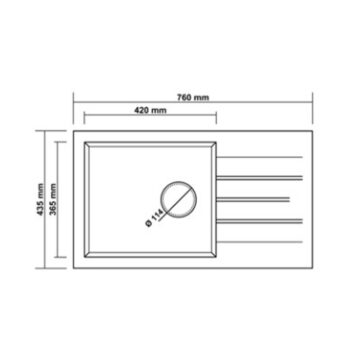 Real Stone P010 ASSOS 76 XL Antrasit Granit Mutfak Eviyesi 76x43.5 cm - Görsel 2