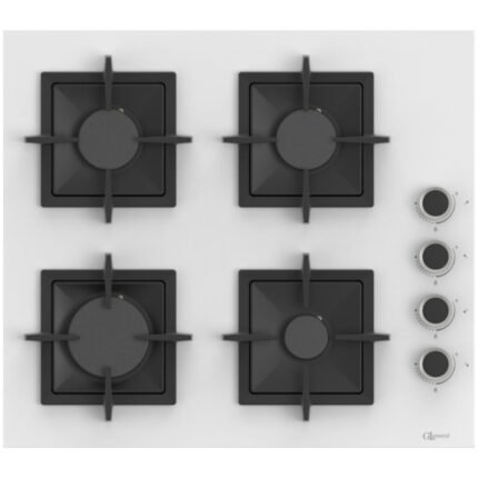 GL General GLO 206SC BASK Kare Beyaz Cam 60cm Döküm Ankastre Ocak