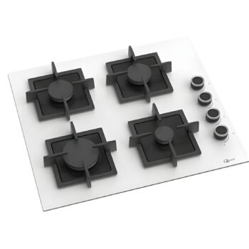 GL General GLO 206SC BASK Kare Beyaz Cam 60cm Döküm Ankastre Ocak - Görsel 2