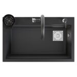 Real Stone Hermes Granit Akıllı Eviye Seti Antrasit 75.5X47 cm