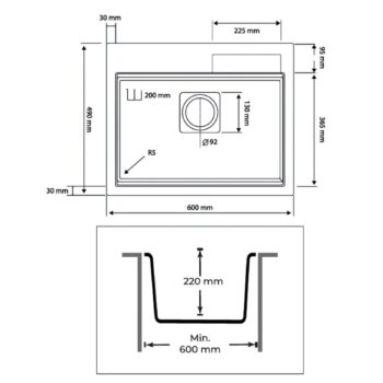Real Stone Perge Granit Akıllı Eviye Seti Antrasit 60x49cm - Görsel 2